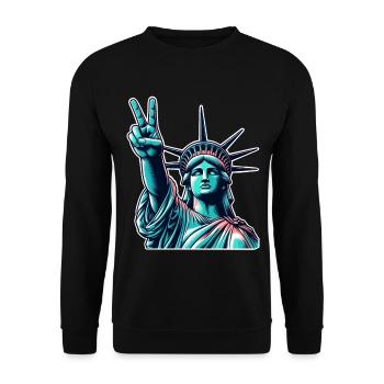 Statue de la Liberté Paix - Sweat-shirt Unisexe - noir - Devant - Alina (178cm) & Michal (187cm)