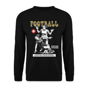 Kraft ohne Foul: Schweizer Frauenfußball Shirt - Unisex Pullover - Schwarz - Vorne - Alina (178cm) & Michal (187cm)