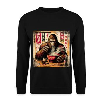 Ramen Gorilla Grunge Poster Style - Unisex Sweatshirt - black - Front - Alina (178cm) & Michal (187cm)
