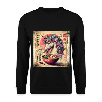 Ramen Unicorn Grunge Poster Style - Unisex Sweatshirt - black - Front - Alina (178cm) & Michal (187cm)