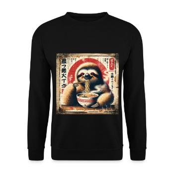 Ramen Sloth Grunge Poster Style - Unisex Sweatshirt - black - Front - Alina (178cm) & Michal (187cm)
