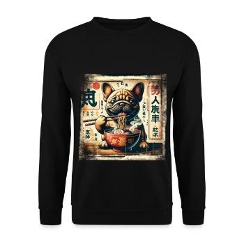 Ramen French Bulldog Dog Grunge Poster St - Unisex Sweatshirt - black - Front - Alina (178cm) & Michal (187cm)