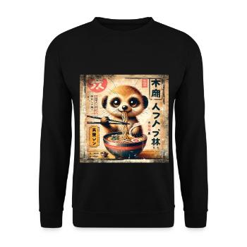 Ramen Meerkat Grunge Poster Style - Unisex Sweatshirt - black - Front - Alina (178cm) & Michal (187cm)