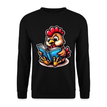 Poulet Lecture Livres Livre Poulets - Sweat-shirt Unisexe - noir - Devant - Alina (178cm) & Michal (187cm)