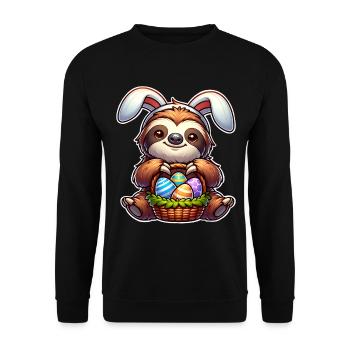 Ostern Faultier - Unisex Pullover - Schwarz - Vorne - Alina (178cm) & Michal (187cm)