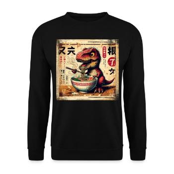 Ramen T Rex Dinosaur Grunge Poster Style - Unisex Sweatshirt - black - Front - Alina (178cm) & Michal (187cm)