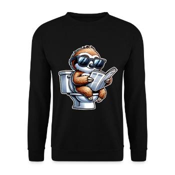 Sloth Toilet Newspaper - Unisex Sweatshirt - black - Front - Alina (178cm) & Michal (187cm)