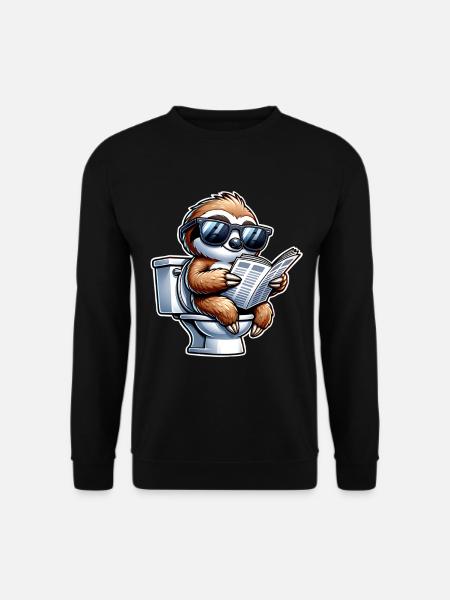 Sloth Toilet Newspaper - Unisex Sweatshirt - black