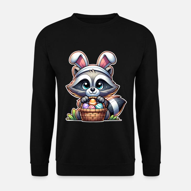 Raccoon Easter Easter Basket - Unisex Sweatshirt - black