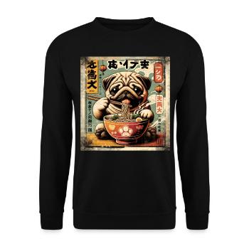 Ramen Carlin Chien Grunge Affiche Style - Sweat-shirt Unisexe - noir - Devant - Alina (178cm) & Michal (187cm)