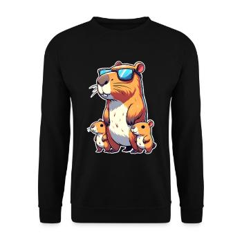 Capybara Papa Enfants Fils Fille - Sweat-shirt Unisexe - noir - Devant - Alina (178cm) & Michal (187cm)