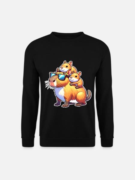 Capybara Dad Son Daughter Kids - Unisex Sweatshirt - black