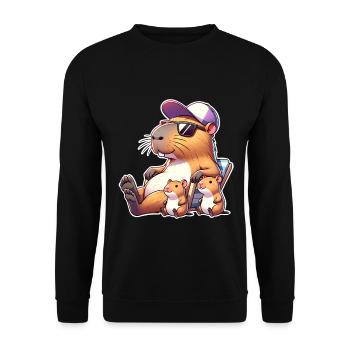 Capybara Papa Enfants Fils Fille Enfants - Sweat-shirt Unisexe - noir - Devant - Alina (178cm) & Michal (187cm)