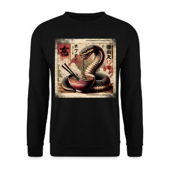 Ramen Snake Japan Grunge Poster Style - Unisex Sweatshirt - black - Front - Alina (178cm) & Michal (187cm)