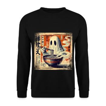 Ramen Ghost Grunge Poster Style - Unisex Sweatshirt - black - Front - Alina (178cm) & Michal (187cm)