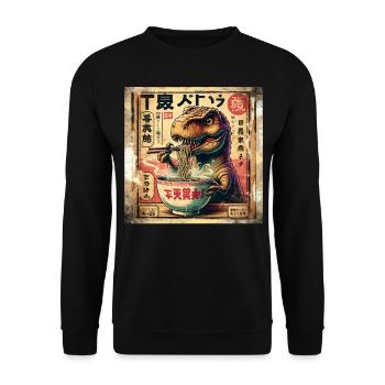 Ramen T Rex Dinosaur Grunge Poster Style - Unisex Sweatshirt - black - Front - Alina (178cm) & Michal (187cm)