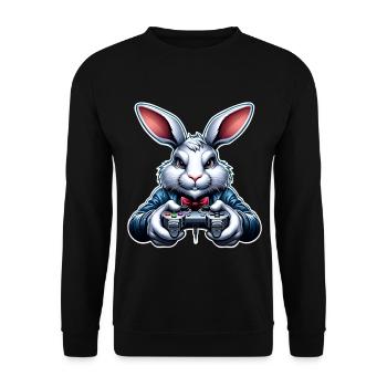 Bunny Rabbit Gamer Gaming Nerd - Unisex Sweatshirt - black - Front - Alina (178cm) & Michal (187cm)