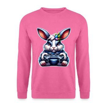 Hase Kaninchen Gamer Gaming Nerd - Unisex Pullover - Pink - Vorne