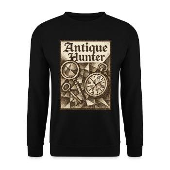Antique Hunter Vintage Flohmärkte Kunst - Unisex Pullover - Schwarz - Vorne - Alina (178cm) & Michal (187cm)