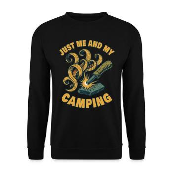 Only me and my camping prepper survive - Unisex Sweatshirt - black - Front - Alina (178cm) & Michal (187cm)