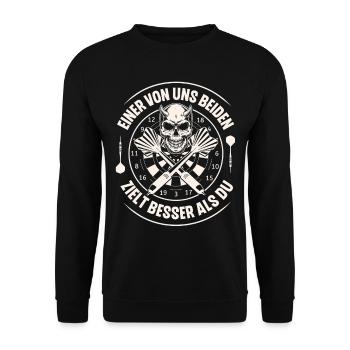 Darts Dartspieler Dart - Unisex Pullover - Schwarz - Vorne - Alina (178cm) & Michal (187cm)