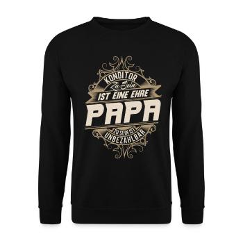 Konditor Papa - Unisex Pullover - Schwarz - Vorne - Alina (178cm) & Michal (187cm)