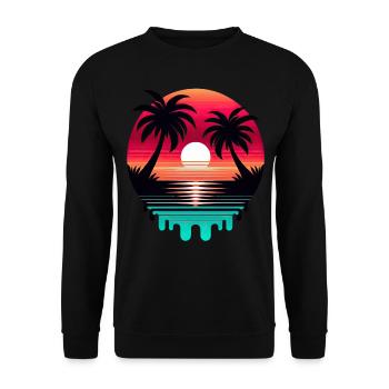 Sunlight summer vibes palm trees beach - Unisex Pullover - Schwarz - Vorne - Alina (178cm) & Michal (187cm)