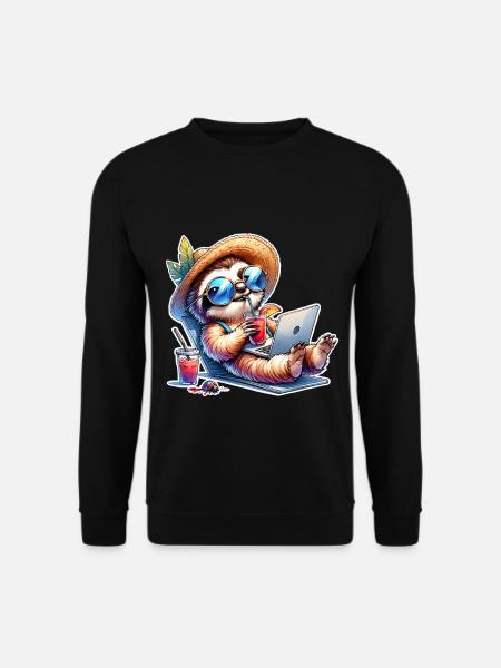 Sloth Laptop Cocktail Work - Unisex Sweatshirt - black