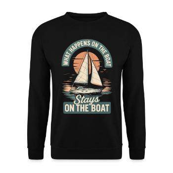 What happens on the boat humorous captain - Unisex Sweatshirt - black - Front - Alina (178cm) & Michal (187cm)