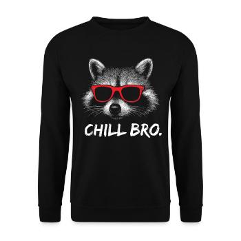 CHILL BRO – Funny raccoon with sunglasses - Unisex Sweatshirt - black - Front - Alina (178cm) & Michal (187cm)