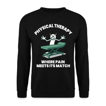 La physiothérapie drôle là où se trouve la douleur - Sweat-shirt Unisexe - noir - Devant - Alina (178cm) & Michal (187cm)