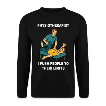Physiotherapie Lustige Physiotherapeutin Spruch - Unisex Pullover - Schwarz - Vorne - Alina (178cm) & Michal (187cm)