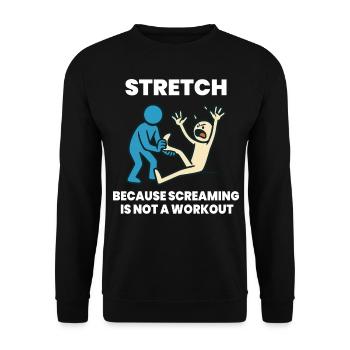 Physiotherapie Lustige Dehnung Übungen Spruch - Unisex Pullover - Schwarz - Vorne - Alina (178cm) & Michal (187cm)