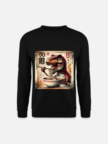 Ramen T Rex Dinosaurier Grunge Poster Style - Unisex Pullover - Schwarz