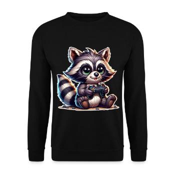 Raccoon Gamer - Sweat-shirt Unisexe - noir - Devant - Alina (178cm) & Michal (187cm)