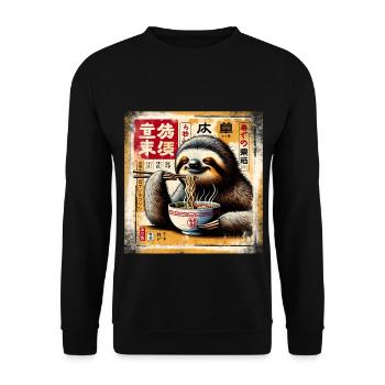 Sloth Ramen Grunge Poster Style - Unisex Sweatshirt - black - Front - Alina (178cm) & Michal (187cm)