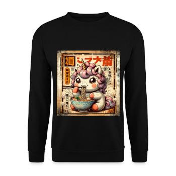 Ramen Unicorn Grunge Poster Style - Unisex Sweatshirt - black - Front - Alina (178cm) & Michal (187cm)