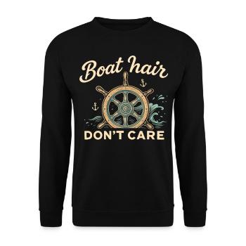 Funny Saying Ship Captain Boat Hair - Unisex Sweatshirt - black - Front - Alina (178cm) & Michal (187cm)