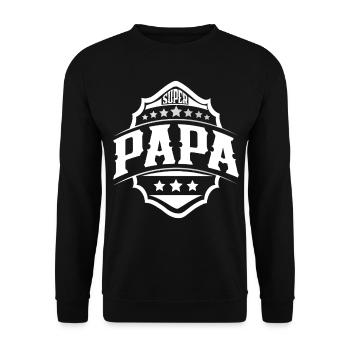 Super Papa Vater Vatertag - Unisex Pullover - Schwarz - Vorne - Alina (178cm) & Michal (187cm)