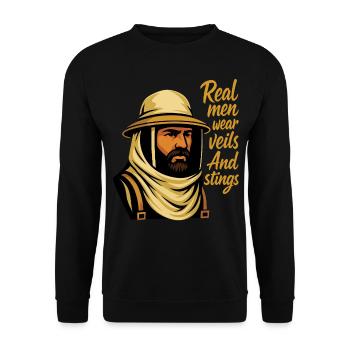 Real Men Wear Veils And Stings Imker Bienen Honig - Unisex Pullover - Schwarz - Vorne - Alina (178cm) & Michal (187cm)