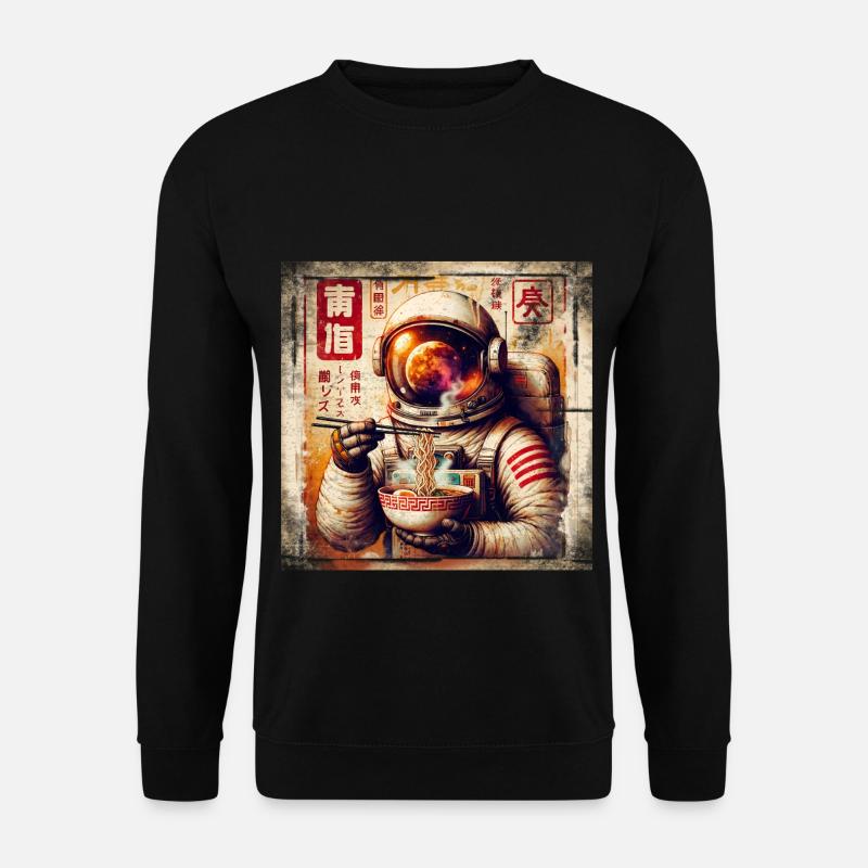 Astronaut Ramen Grunge Poster Style - Unisex Sweatshirt - black