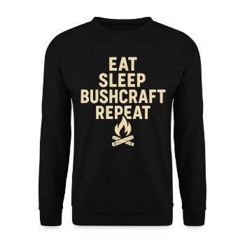 Eat Sleep Bushcraft Repetition Prepper - Unisex Sweatshirt - black - Front - Alina (178cm) & Michal (187cm)