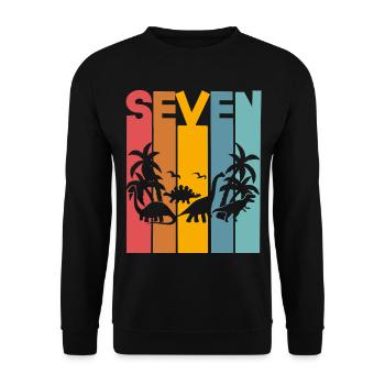 7th Birthday Dinosaur - Unisex Sweatshirt - black - Front - Alina (178cm) & Michal (187cm)