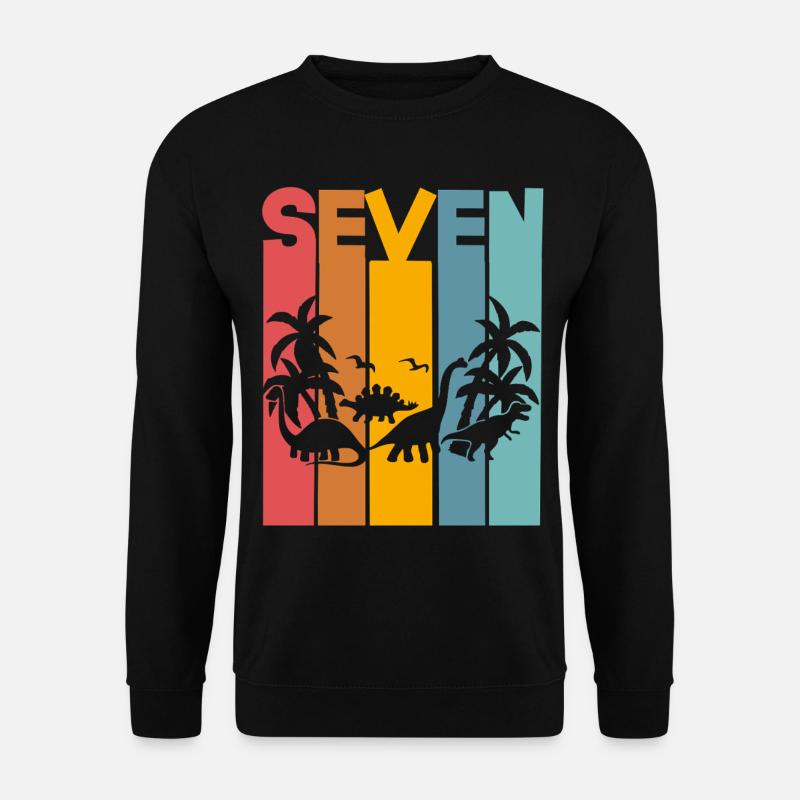 7th Birthday Dinosaur - Unisex Sweatshirt - black