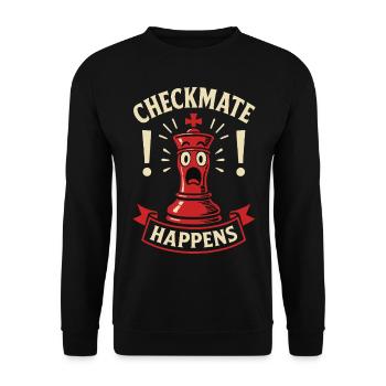 Checkmate Happens Chess Player Board Game - Unisex Sweatshirt - black - Front - Alina (178cm) & Michal (187cm)