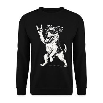 Rock Musique Chien Heavy Metal Humour Jack Russell - Sweat-shirt Unisexe - noir - Devant - Alina (178cm) & Michal (187cm)