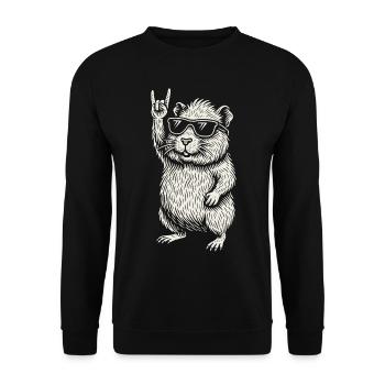 Rock Music Funny Heavy Metal Retro Guinea Pig - Unisex Sweatshirt - black - Front - Alina (178cm) & Michal (187cm)