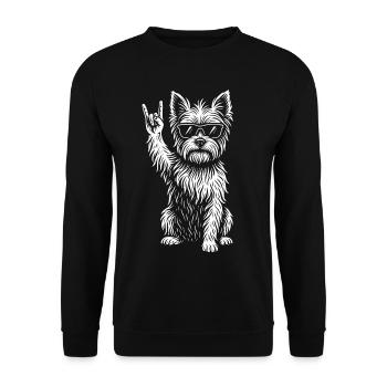 Rockmusik Lustiger Heavy Metal Yorkshire Terrier - Unisex Pullover - Schwarz - Vorne - Alina (178cm) & Michal (187cm)
