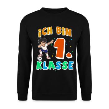 Einschulung Fußball - Unisex Pullover - Schwarz - Vorne - Alina (178cm) & Michal (187cm)