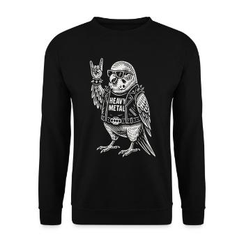 Heavy Metal Rock Musik Wellensittich Lustiges - Unisex Pullover - Schwarz - Vorne - Alina (178cm) & Michal (187cm)